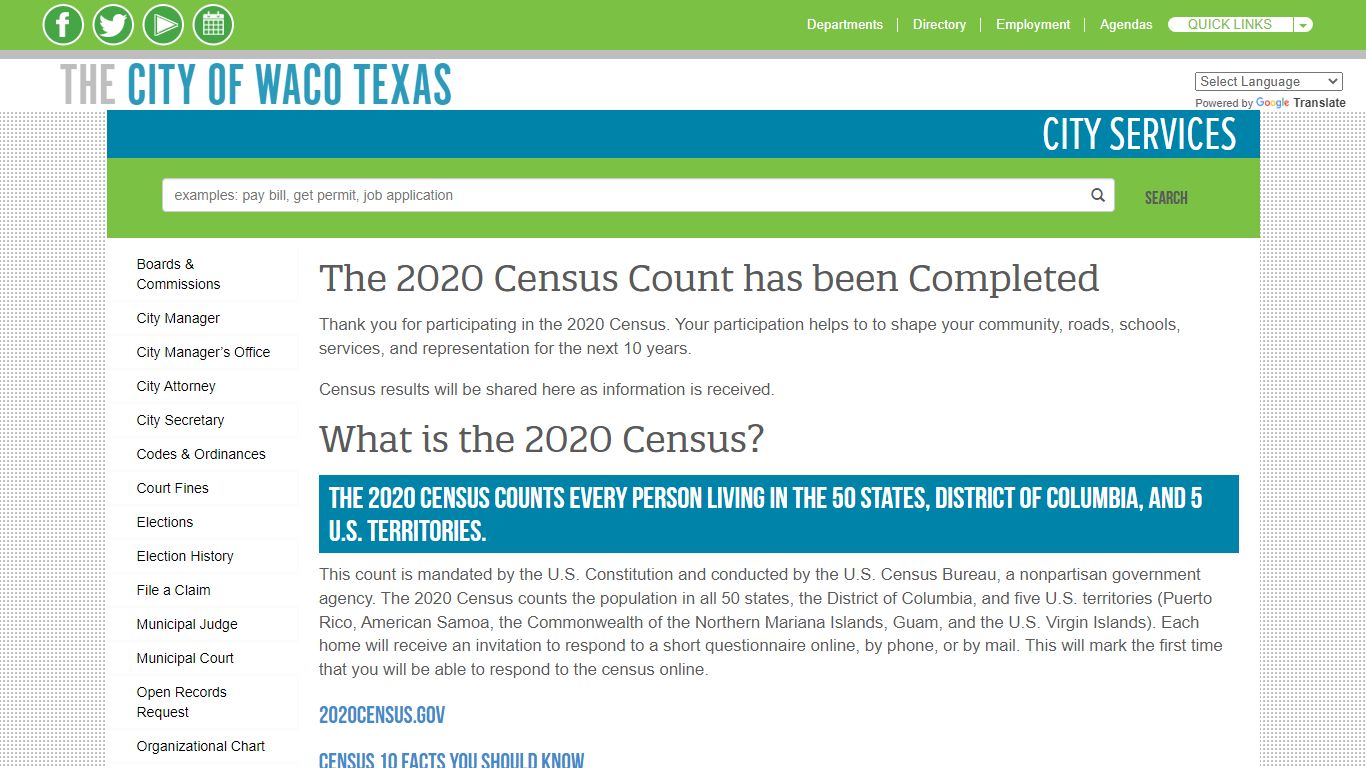 Census 2020 - City of Waco, Texas